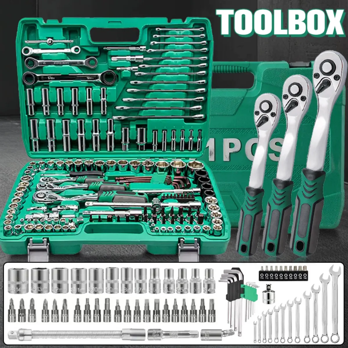 151-Piece Premium Automotive Tool Kit or a wet wipe | Ratchet Torque Wrench Ultra-Portable for Auto/Bike/Motorcycle Repair