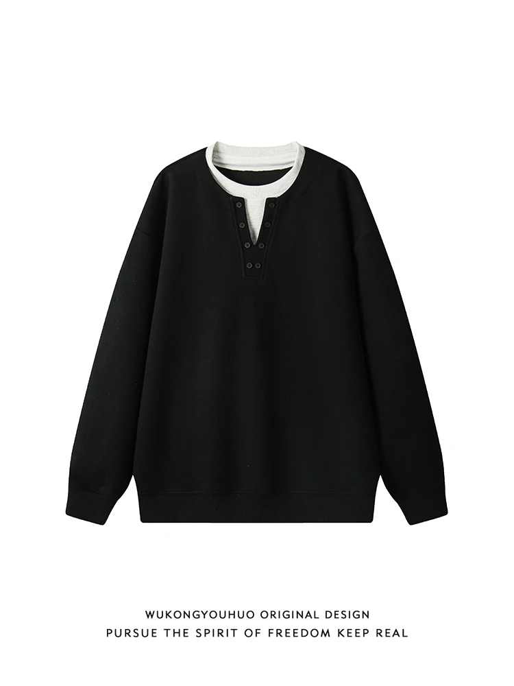 

Американский ретро-поддельный свитер из двух частей с круглым вырезом, мужской и женский осенний свободный дизайн, пуловер