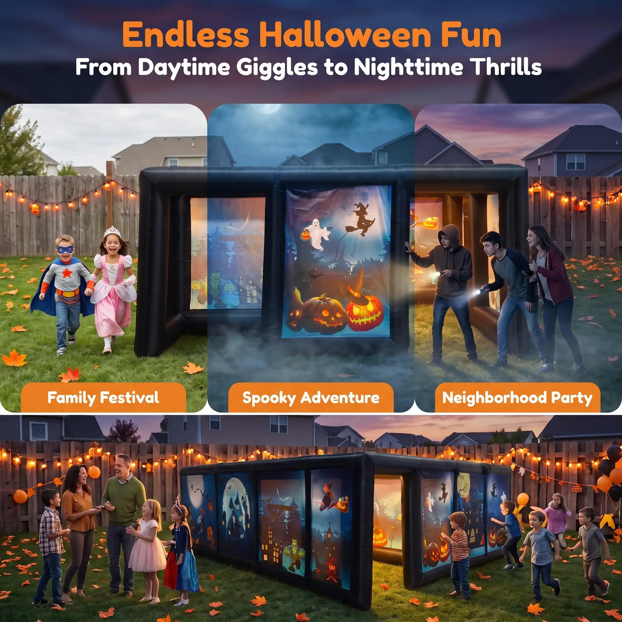 Inflatable Halloween Maze 6x4x2m Oxford Fabric Haunted House Maze for Party Event Carnival Continuous Blower Inflatable Maze