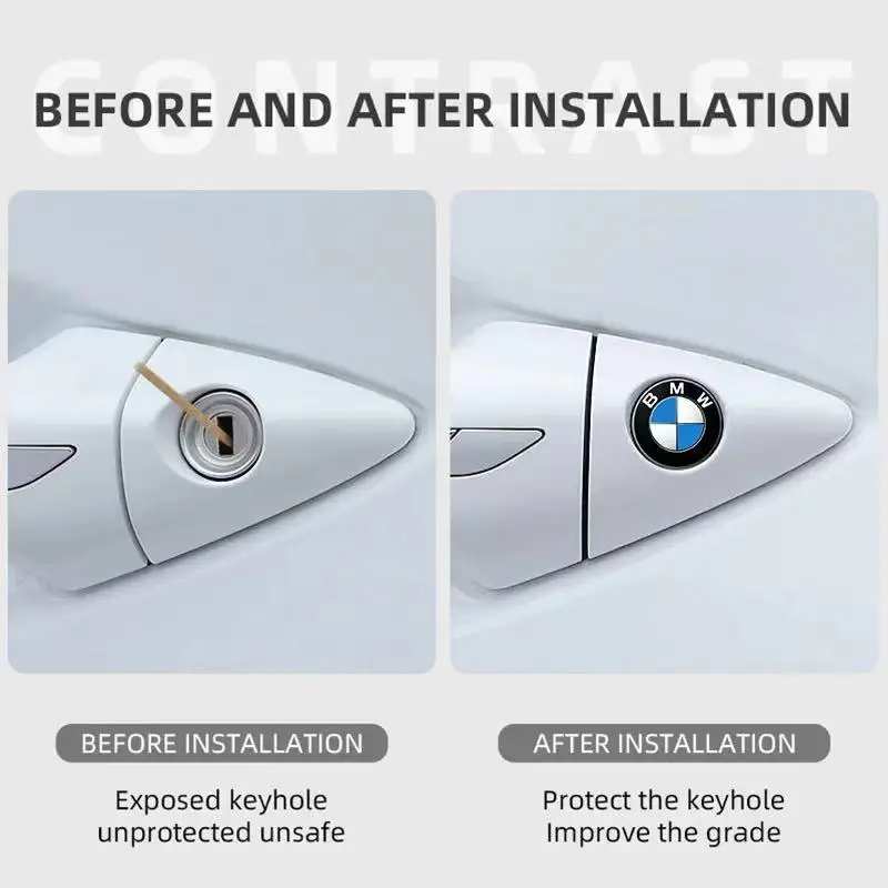 2PCS Car Door Lock Keyhole Protection Stickers Emblem For BMW M Power Performance F10 F31 E36 E39 E87 E90 X3 X5 E46 E92 G20 G30