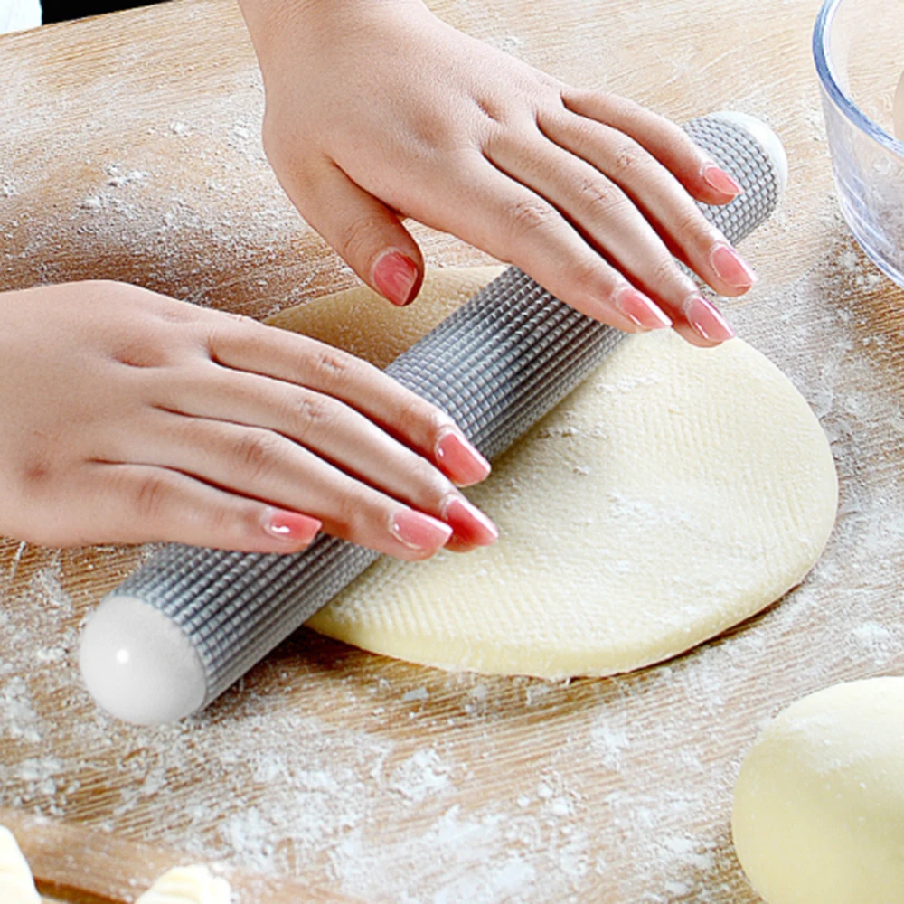 

Embossing Rolling Pin Dough Roller Effective Manual PP Floating Point for Home Baking Pastry Tool Pink Apricot Gray