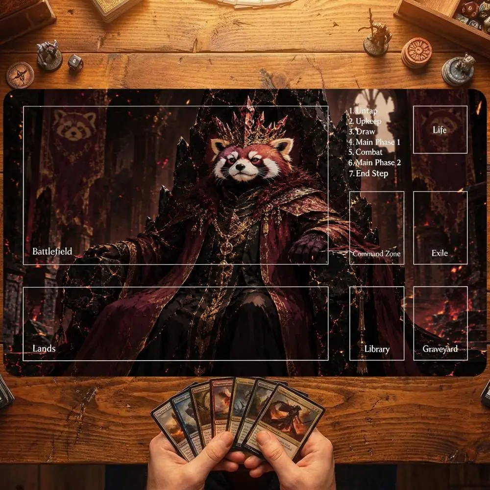 Glorious Sunset War Dark Fantasy Red Panda Hero Art Large Size Table Mat Mousepad For Laptop Gaming Desktop