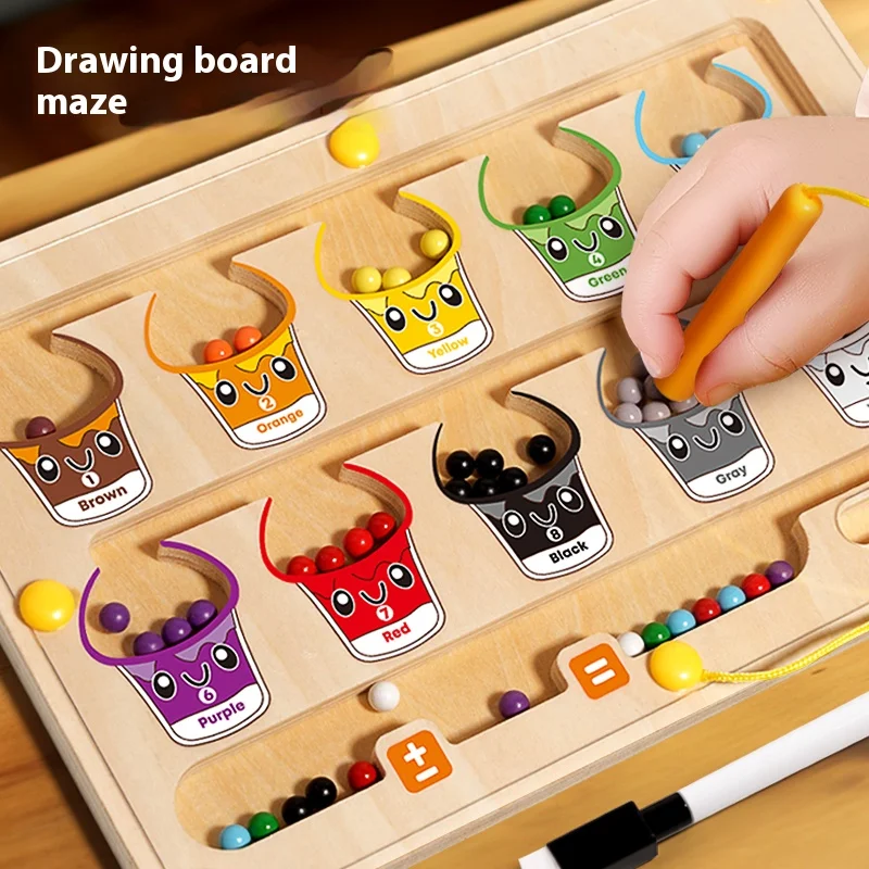 

Детская игрушка-лабиринт с цветной цифровой доской, ручкой для тренировки внимания и развивающая игра с бусинами для развития мозга