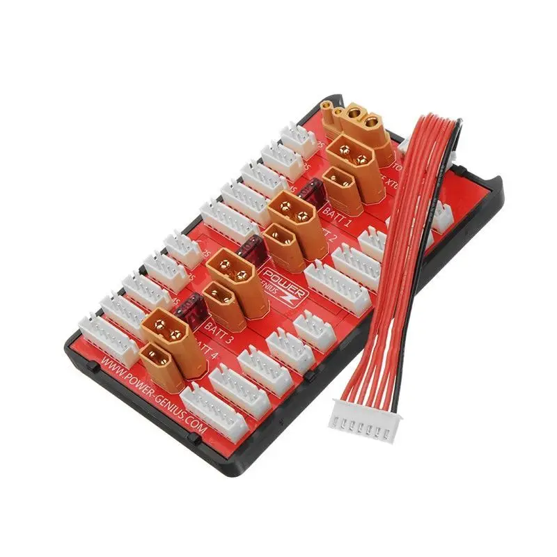 Power-Genius 2 IN 1 PG Parallel Charging Board XT30 XT60 Plug Supports 4 Packs 2-6S Lipo Battery For RC Models Spare Part