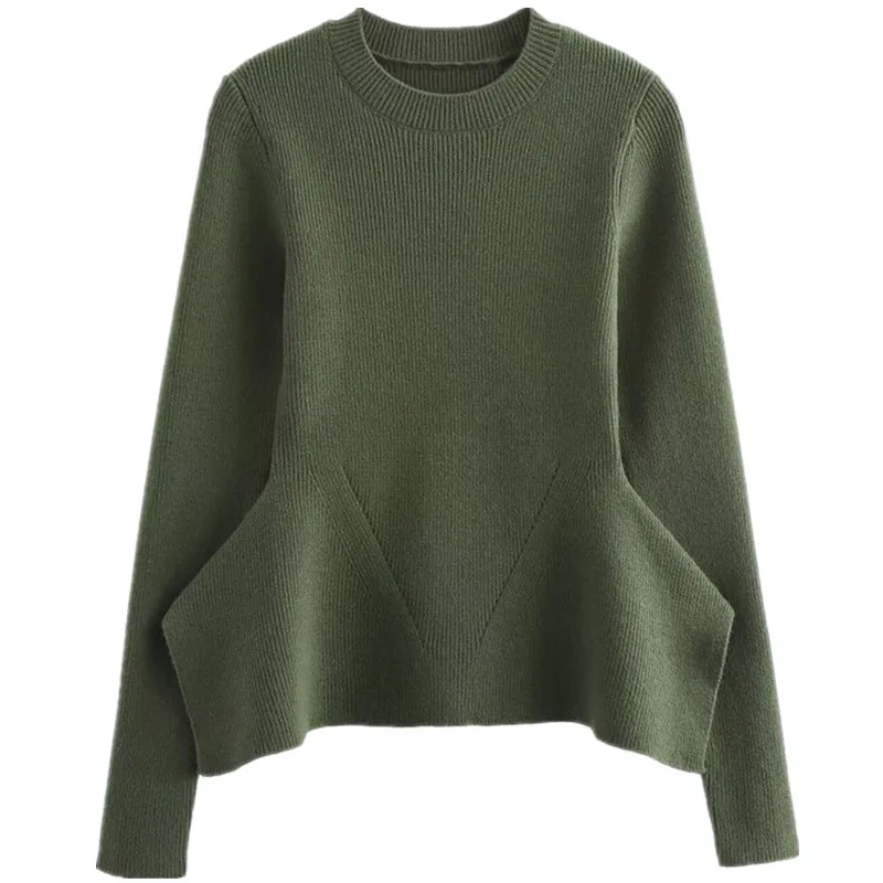 

2024 Autumn Winter New Women's Faion ort Skirt Sle Knitted Sweater round Ne Long Sve Regular Length Commute Sle