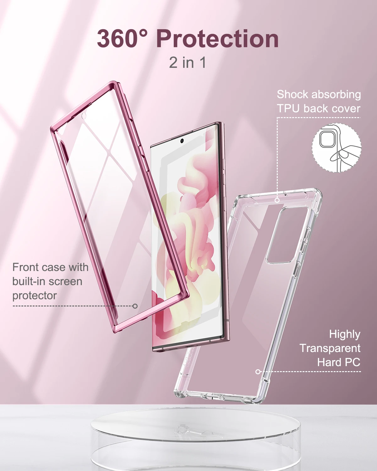 Full Body Cover Protection Case For Samsung Galaxy S22 Ultra Built in Screen Protector Hybrid Hard Shell TPU Bumper Rugged Case