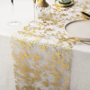 Helle Metalltisch -Korridore, dünner Tischkorridor, Glanz -Paillistin, Blattgitterrolle, Gold, Silber, Geburtstagsfeierdekoration, Hochzeit 8 Hauptverkauf Gold Table Korridor - №6