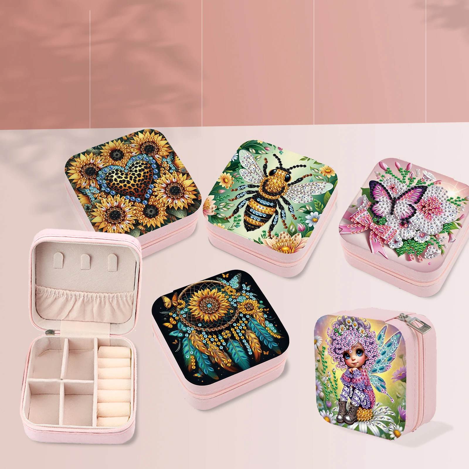 

Набор коробок-органайзеров для ювелирных изделий с алмазной живописью, флора и фауна, шкатулка для драгоценностей «сделай сам» для взрослых, портативный футляр для ювелирных изделий, подарок для хранения ювелирных изделий