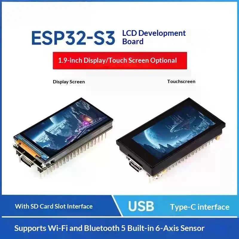 1Pcs LCD 170×320 IPS Touch Display ESP32-S3 1.9inch Module 262K Color Supports WiFi 6 & Bluetooth