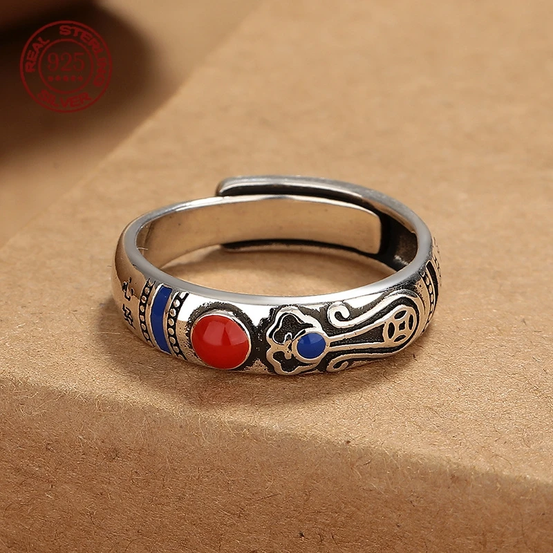 

Простота, винтажное кольцо из стерлингового серебра S925 для мужчин и женщин, ретро, национальный стиль, искусство, используемое ремесло, подвижное кольцо для рта, ювелирные изделия