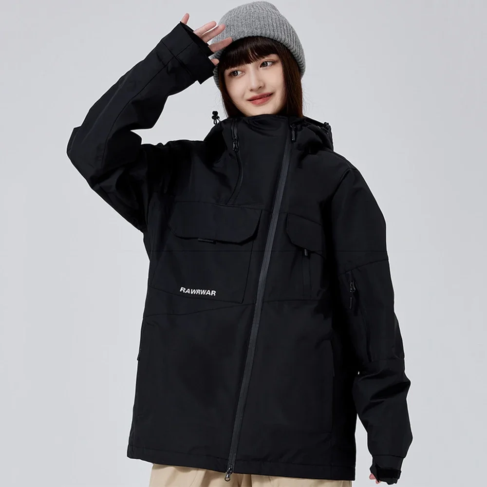 Jaqueta de snowboard quente com casaco de algodão, roupas esportivas de esqui, neve solta, tops de neve respiráveis, casal feminino, inverno, 2025
