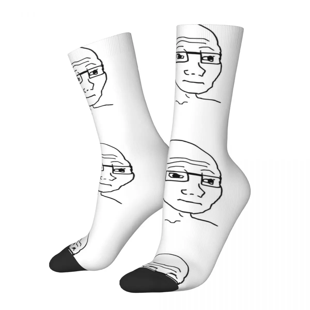 Smiling Wholesome Wojak Soyjak Socks Funny Meme Funny Stockings Couple High Quality Outdoor Socks Autumn Custom Anti Skid Socks