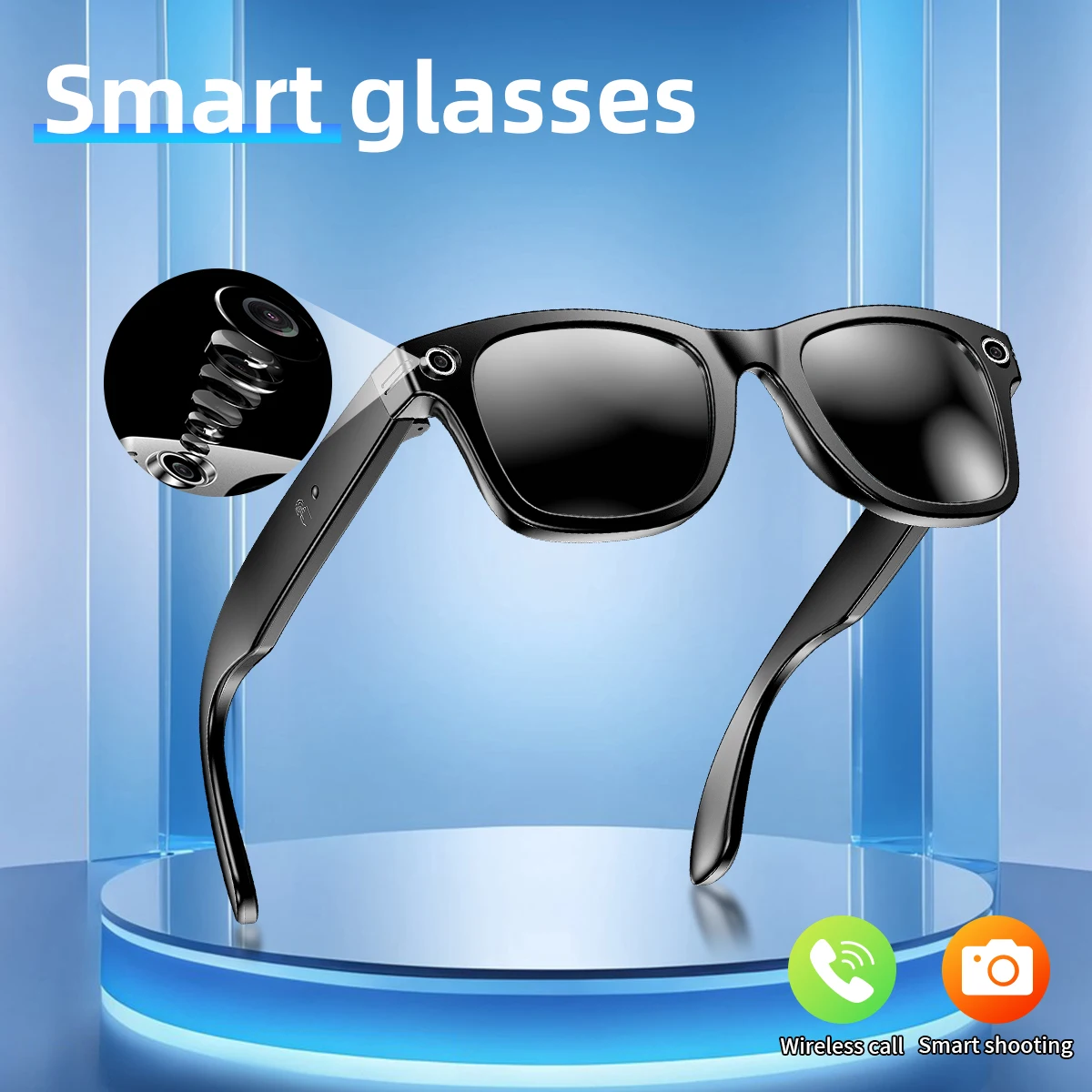 2025 New AI Interaction Smart Glasses With Camera Photo Video Record Translation Music Smart Sunglasses Bluetooth Call Headphone