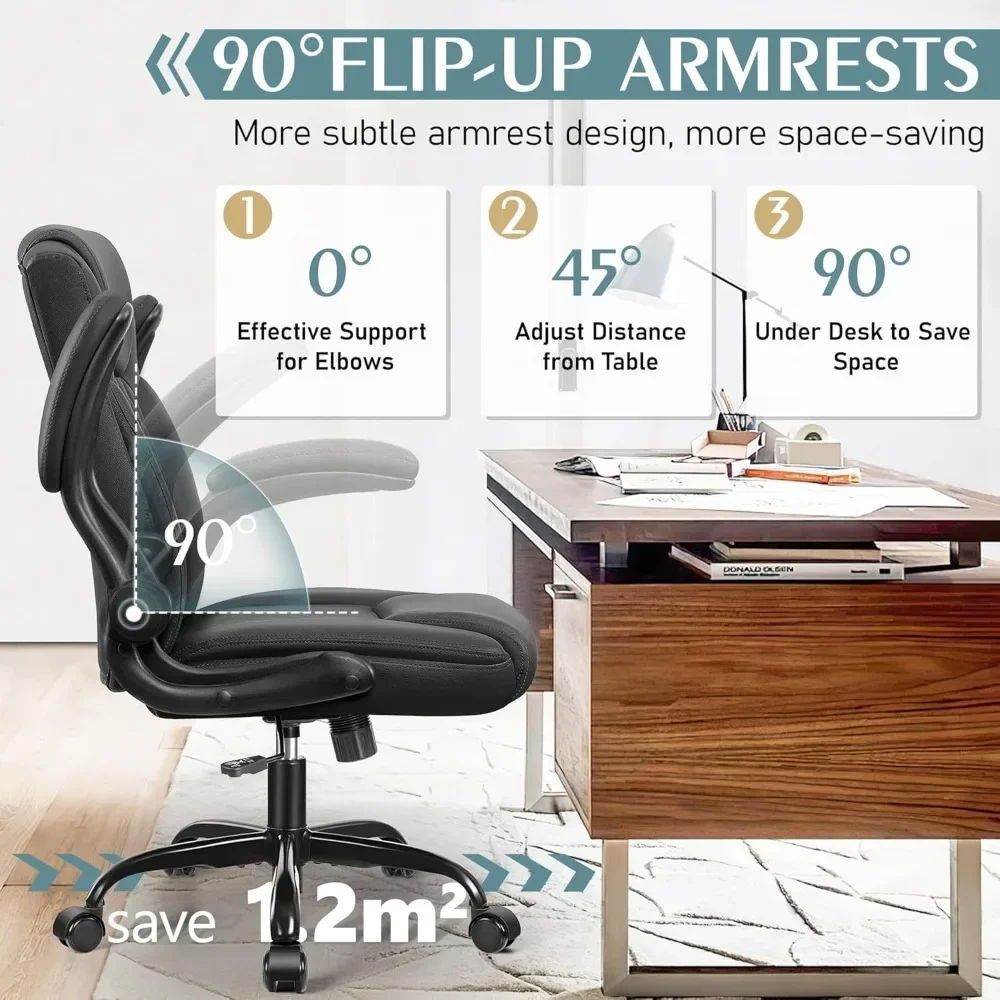 Office Chair, PU Home Computer Desk Chairs with Ergonomic Back Support, 360°Swivel Free，Small Gmaing Chair with Wheels