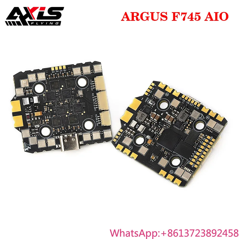 

Axisflying ARGUS F745 AIO ICM-42688 With 40A ESC (AM32 Firmware) 32M Black Box, Barometer, 8 UARTS, 4-6S Lipo for RC FPV Drone