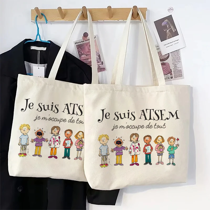 Super ATSEM Whimsical Design Tote Bag Women Shopping Organizer Perfect Gift for Educators & Childcare Professionals Cadeau Atsem