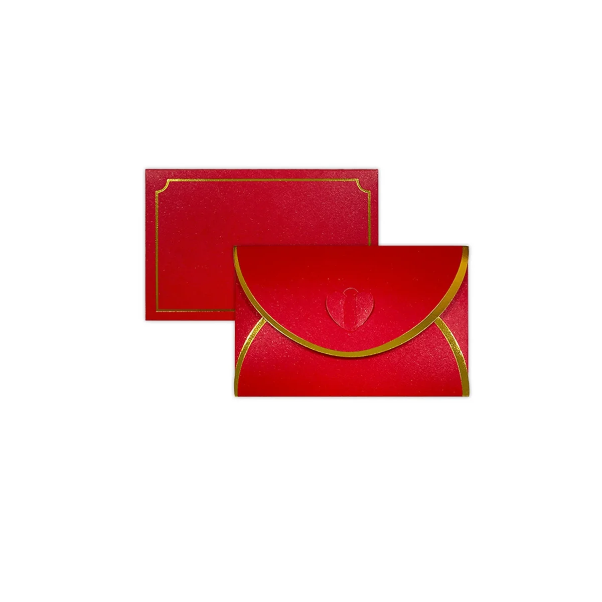 50Pcs Gift Card Envelopes with Love Buckle Envelopes with Gold Border, Envelope for Note Cards, Wedding Red