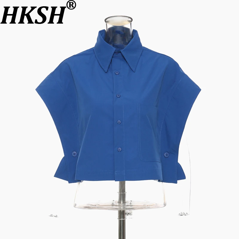 

Женская шикарная короткая рубашка HKSH, однотонная, на одной пуговице, без рукавов, нишевая, элегантная, трендовая, в стиле Y2K, блузка-топ, новинка весна-лето HK19452