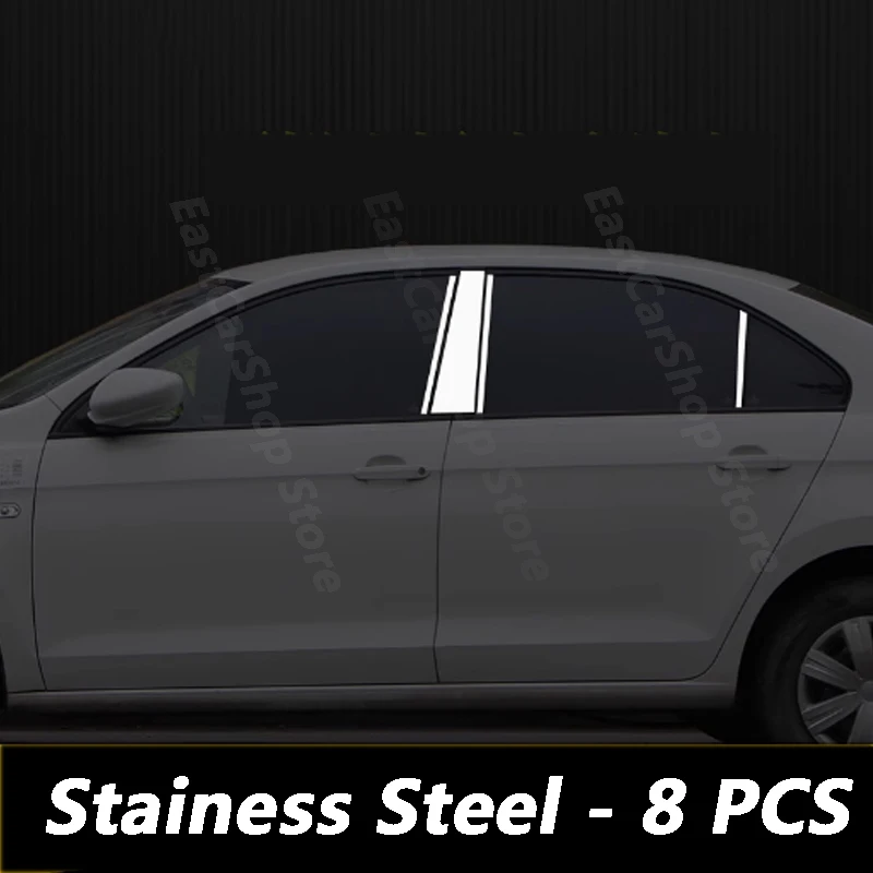 For Skoda Rapid 2013-2020 Chrome Stainless Steel Car Door Window Column Center B C Pillar Post Cover Accessories