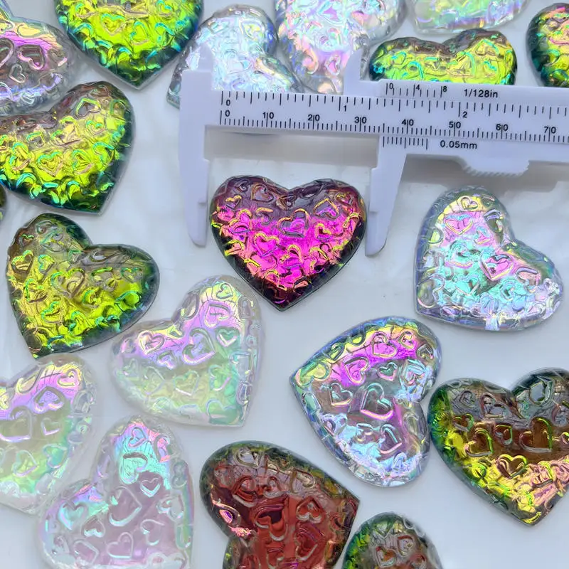 35mm super bright love shaped ab color flat back diy jewelry making scrapbook wedding decoration crystal rhinestone 10pcs/lot