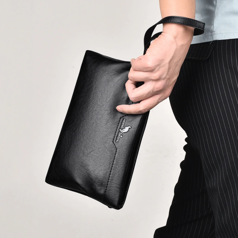 Men's Genuine Leather Day Clutch New Design Business Handbag Male Envelop Messenger iPad Mini Bag Multi Functional Man's Bag SAC