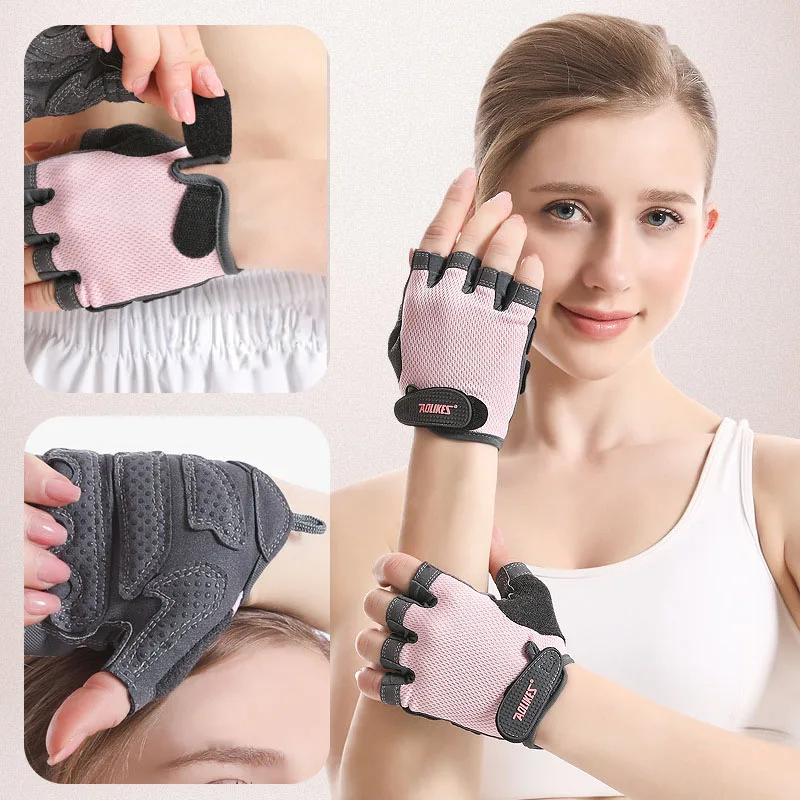 AOLIKES 1 Pair Half Finger Gym Gloves Fitness Glove Unisex Adult Wrist Weightlifting Gear Exercise for Men & Women