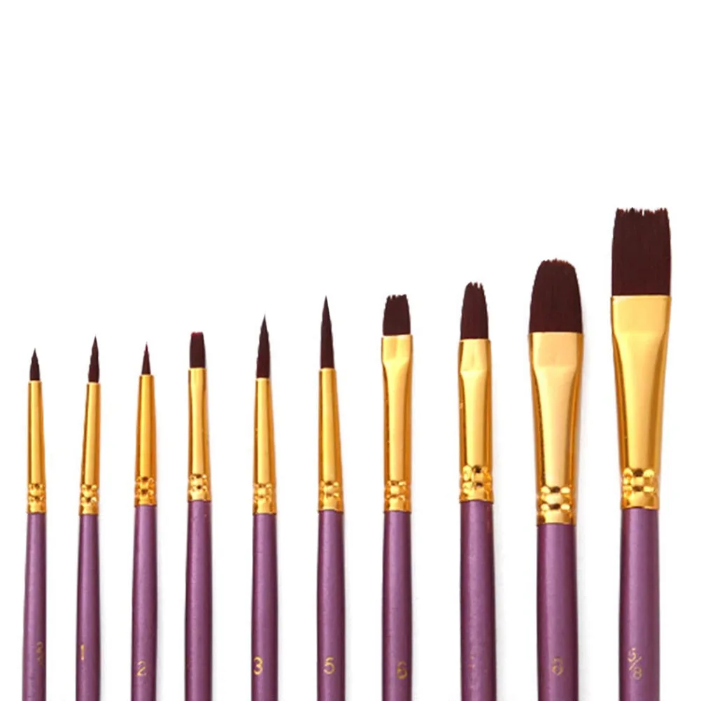 

10PCS Professional Paintbrush Set Durable Lightweight Acrylic Watercolor Oil Painting Travel Friendly Gift Art Supplies