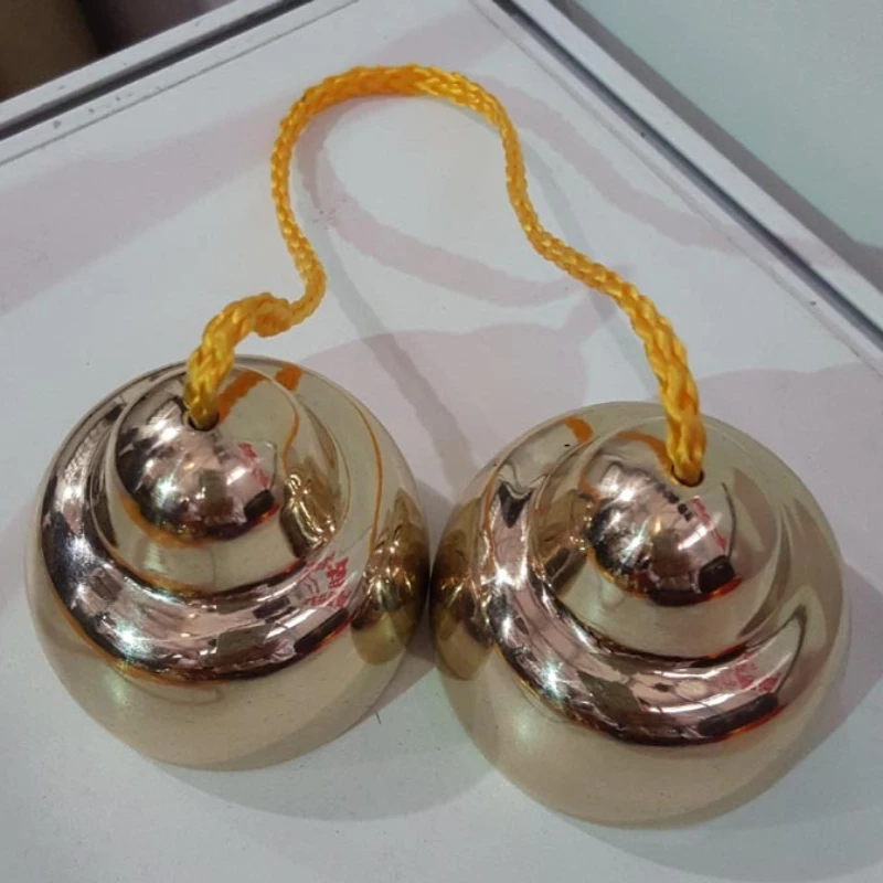 Copper Tinkle Bell Nepal Handmade Hand Bells Golden Professional Cymbals Buddhist Tingsha Bells Sound Healing Orff Instruments view 4