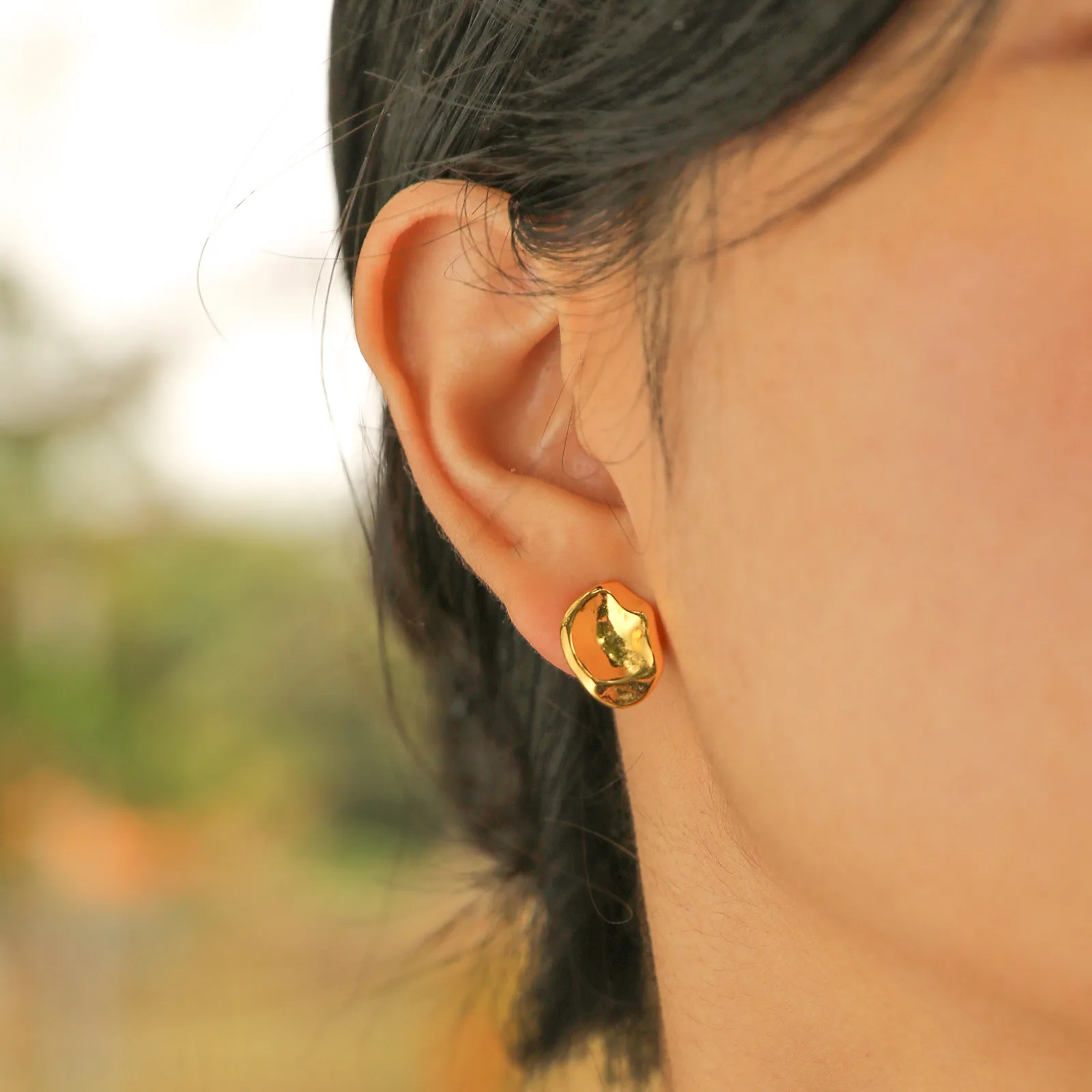 Geometric Post Stud Earring for Women Girls,Irregular Geometric Oval Round Exaggerated Gold Plated Jewelry