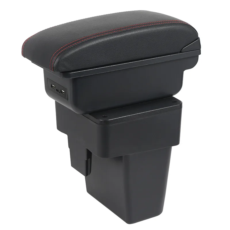 Custom Fit Center Console Armrest Storage Box with USB Charging Ports, Double Layer Car Organizer Lid for 2014 Pickup Truck