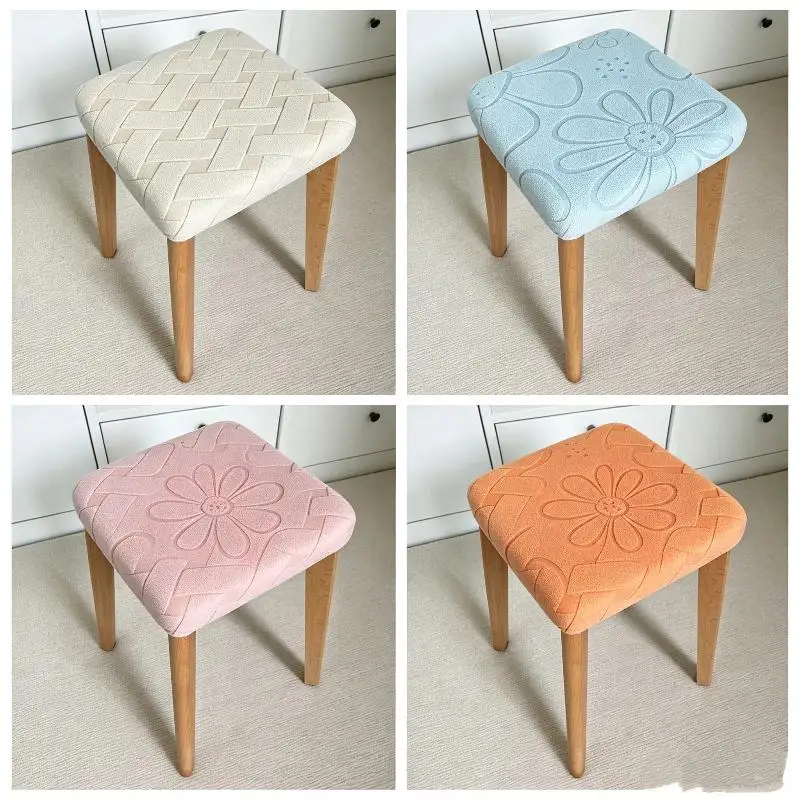 New Square Stool Cover Elastic Home Table Slip cover Office Dining Table Solid Wood Chair Cover Modern Removable Washable