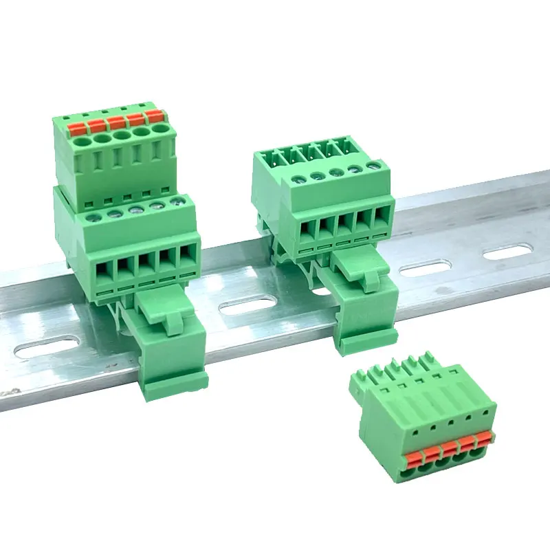 5sets plug rail terminal 15EDG-UVK-3.81mm guide rail installation welding-free docking KD spring plug