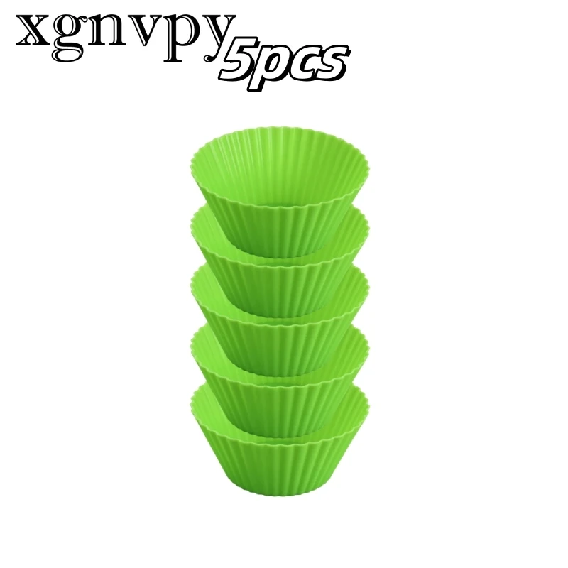 Xgnvpy 5PCS Silicone Muffin Cup Custard Tart Mold 7cm Round Cake Cup Diy Baking Mold Silicone Pudding Cake Mold