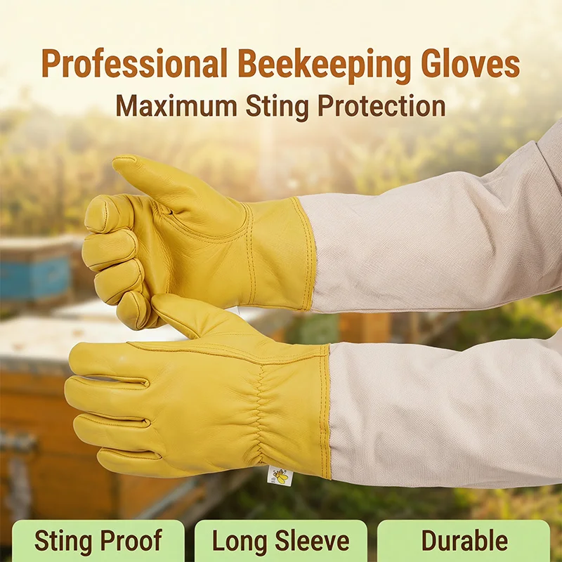 Beekeeping Gloves Preventing Insects Yellow Beekeeper Gloves Soft Breathable Preventing Bee Stings Mitten Apiary Equipment Tools