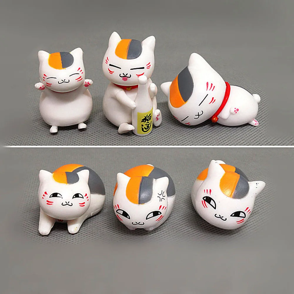 6pcs/set Natsume's Book of Friends Natsume Yuujinchou Nyanko Sensei Cat Kawaii Model Toy Cute Animals Kids Charm Hobby Toys Gift
