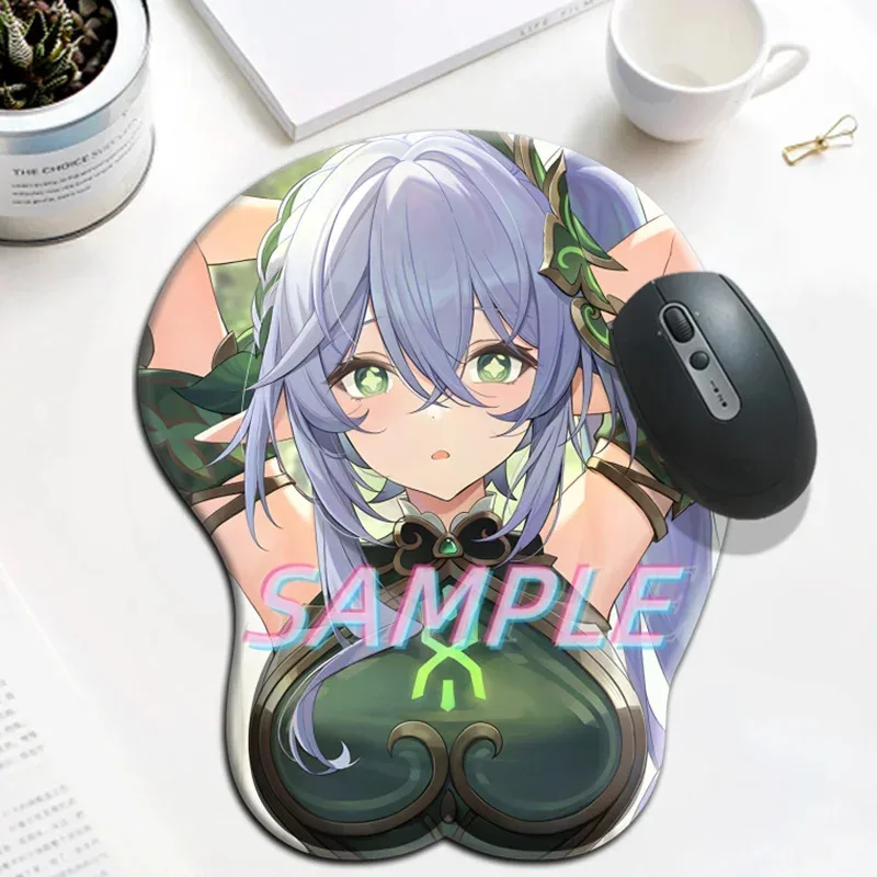 لوحة ماوس ألعاب CyNahida لطيفة ثلاثية الأبعاد من Oppai Genshin Impact لوحة ماوس كبيرة الثدي مع مسند معصم من السيليكون الناعم شخصية جديدة لعبة الكمبيوتر #6