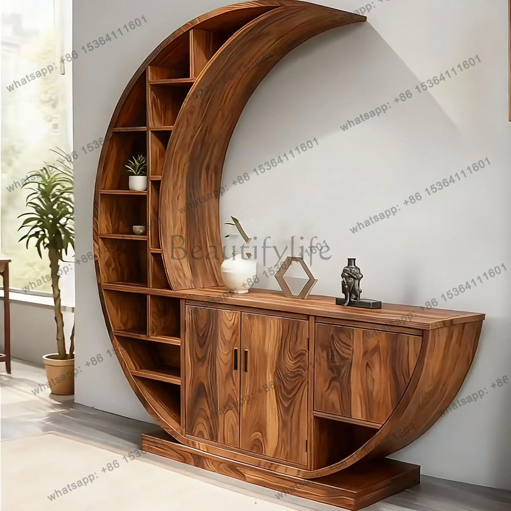 

New Chinese-style North American black walnut living room high-end solid wood display cabinet