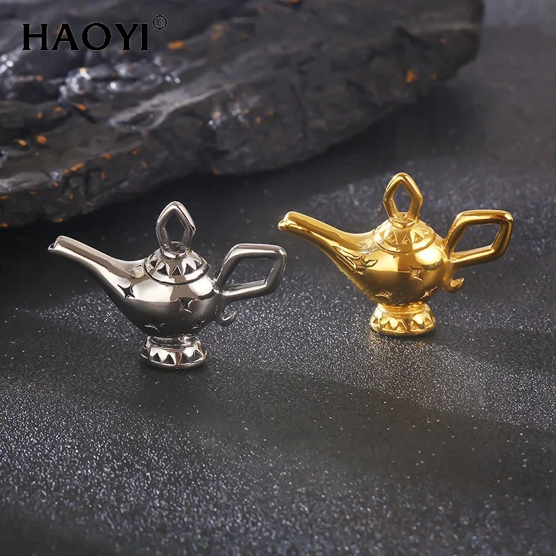 HAOYI Stainless Steel Aladdin Magic Lamp Pendant Collier Necklace Exquisite Kettle Pendant Necklace For MAN  Women's Gift