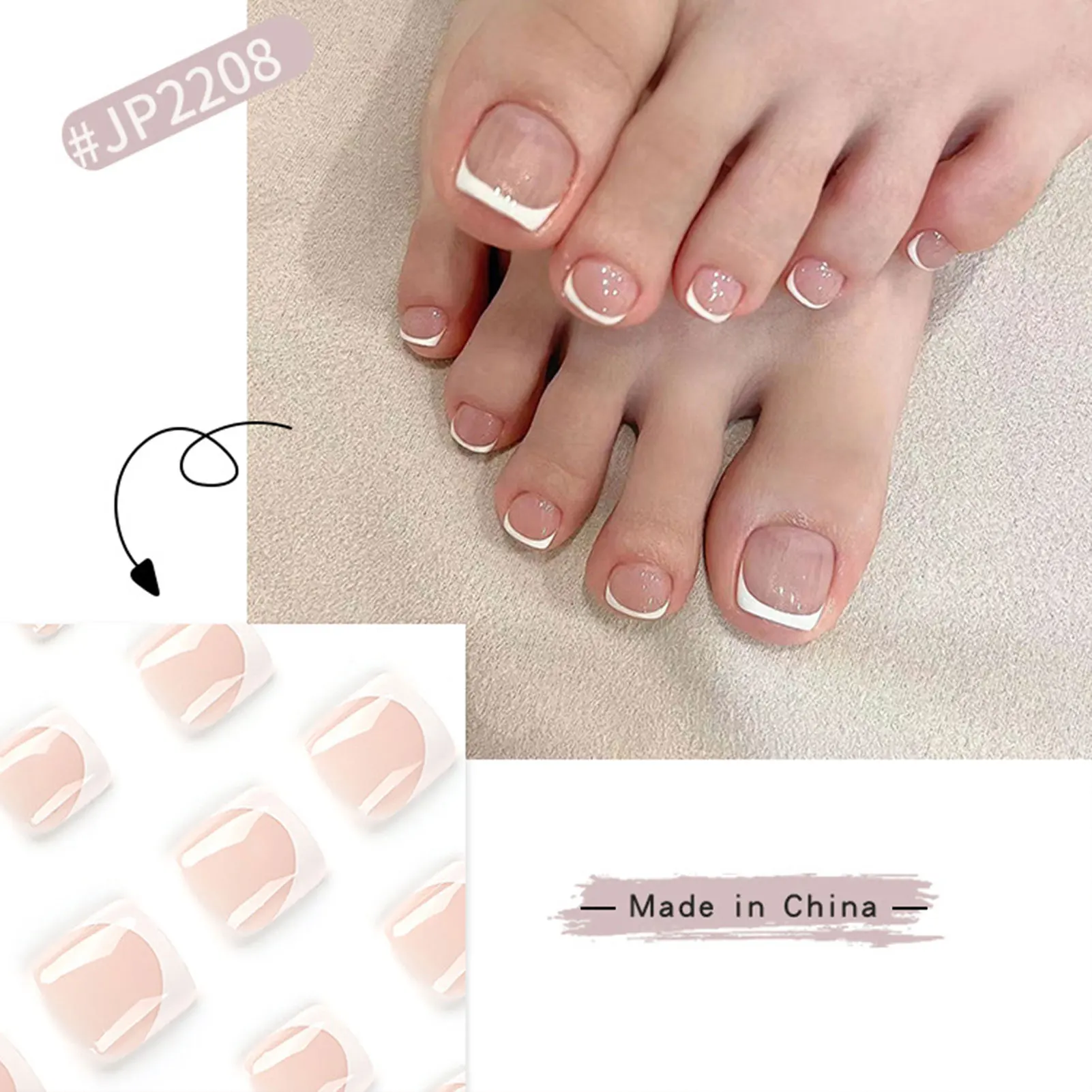 Glossy Glitter Short Fake Toenails Lasting Effect with Moderate Thickness for Nail Art Beginners Practice