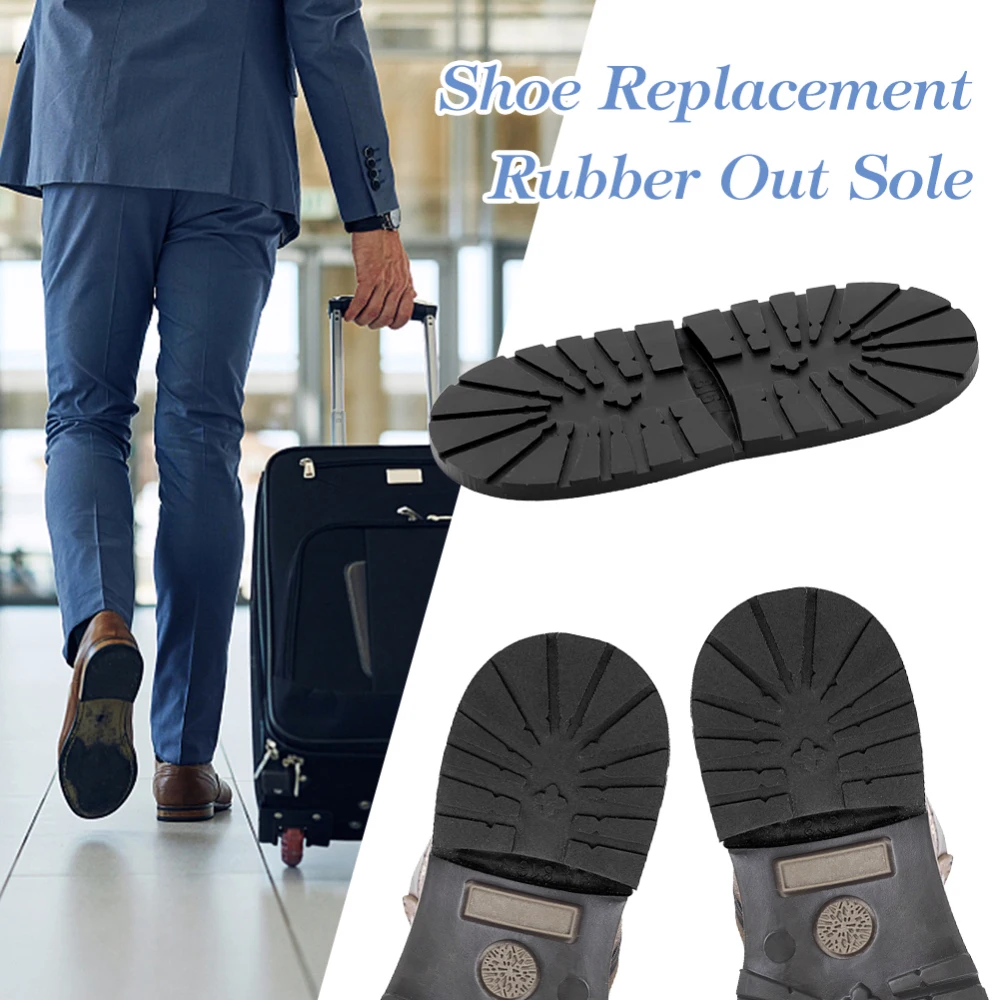 1 pc Anti Skid Rubber Shoes Bottom Heel Sole Wear Resistant Raised Grain Repair Sole Pad for Boot Leather Shoes Black 165x73x6mm