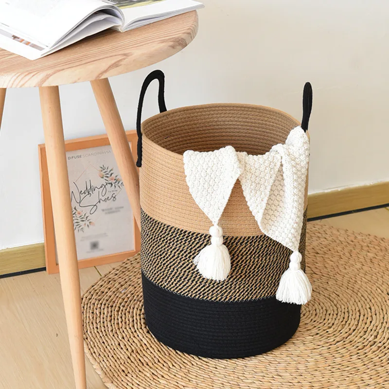 

Современная складная корзина для белья, хлопковая плетеная корзина для хранения игрушек, большая дышащая складная корзина-органайзер для дома, декор для дома