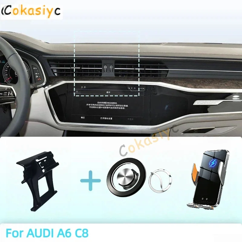 Made to measure for AUDI A6 C8 2019-2021 2022 2023 2024 Phone Holder Car Magnetic Phone Mount Smart Sensing Wireless Charging