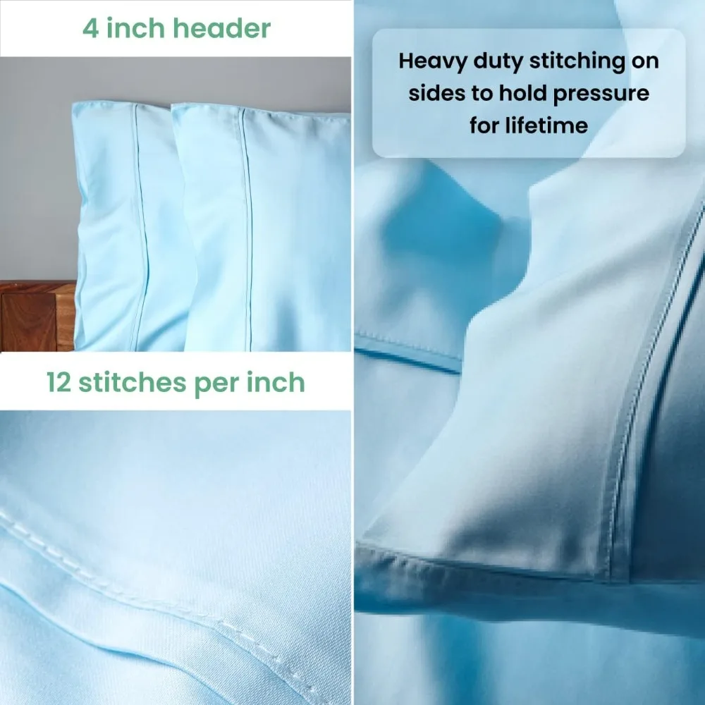 صفائح القطن المصري المعتمدة من CEA بنسبة 100% من جيزا | طقم 4 قطع | ختم الذهب المعتمد | الجيب العميق | التيلة الطويلة للغاية | نسج الساتين | عالية #5