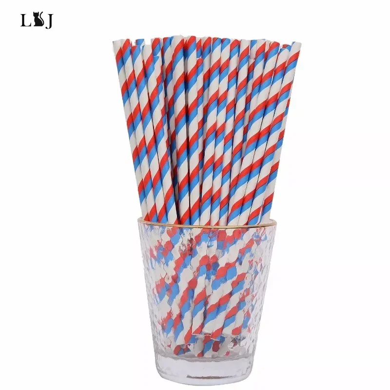 

25pcs Colorful Stripes Disposable Paper Drinking Straws Birthday Party Supplies Natural Eco Friendly Biodegradable Drinking