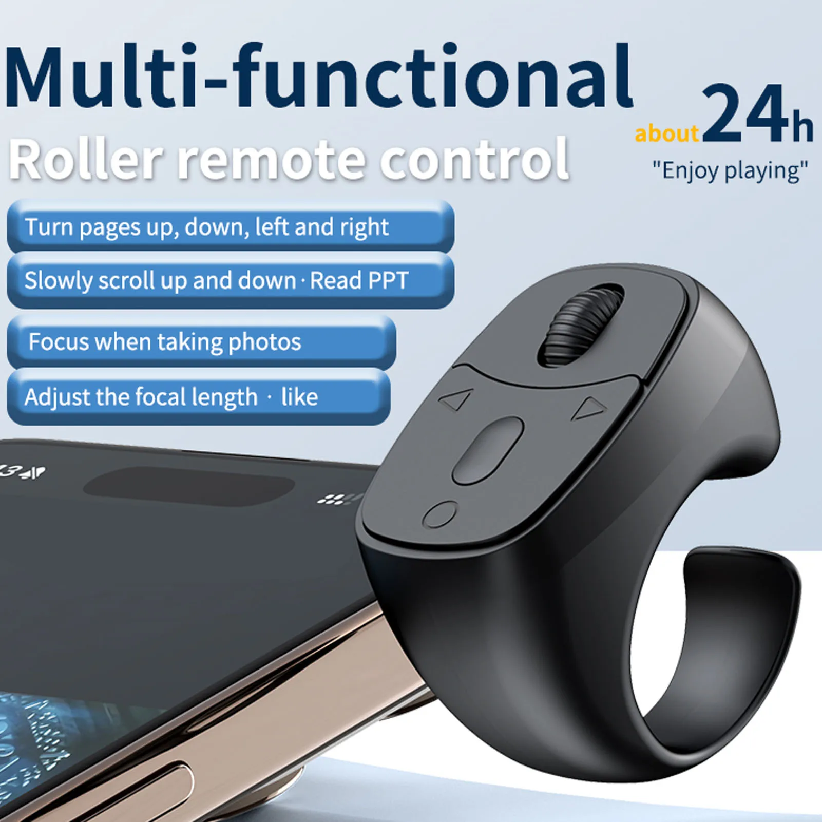 Phone Scroller Remote Fingertip Bluetooth Camera Remote Control Multifunction Wireless Page Turner for Phone Tablet