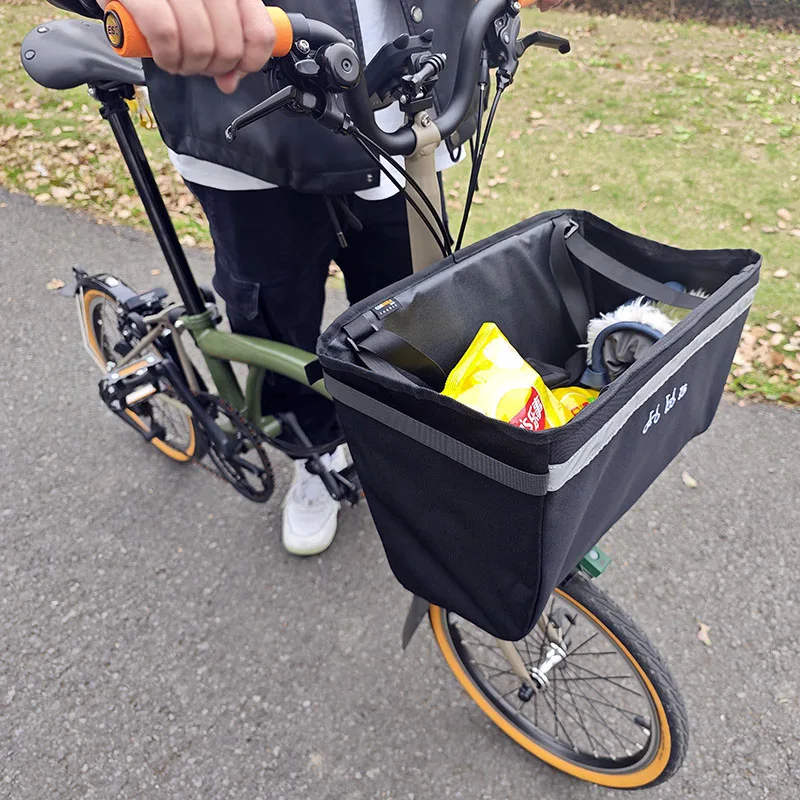 Für Brompton Faltrad: Vordere Aufbewahrungstasche mit Halterung, Original Vordertasche, Gemüsekorb und interne Halterung – Detail 16