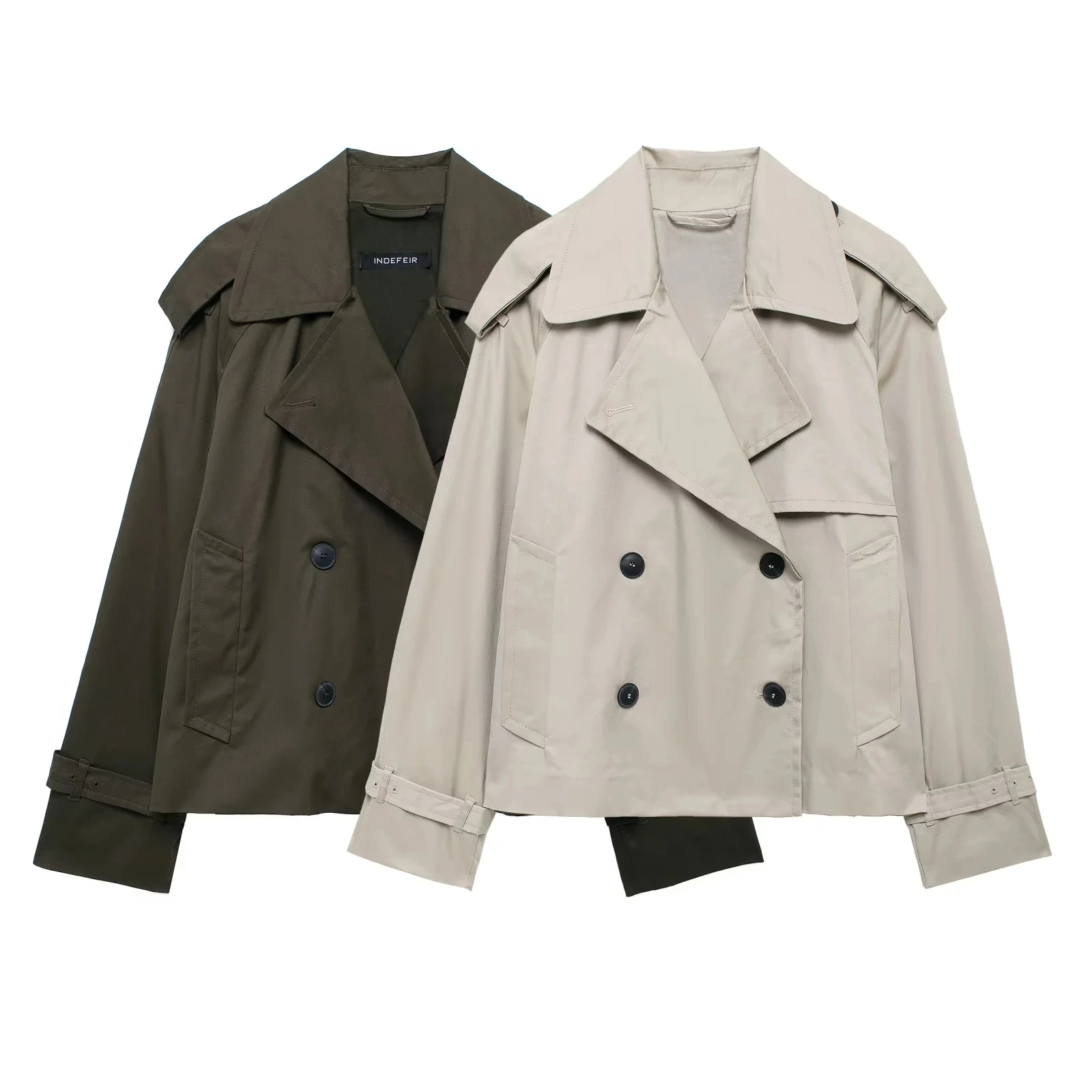 Smvp Casual Style Short Jacket Top Woman Double Breasted Design Long Sleeved Women Jacket Two Colors New Daily Outerwears