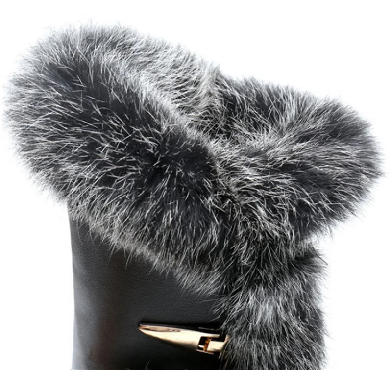 ZXRYXGS 고급 토끼 모피 탑 소가죽 매트 가죽 인튜브 부츠, 2025