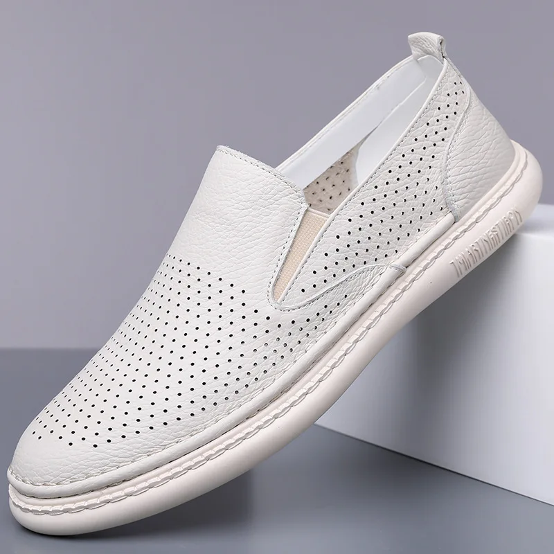 

Cow leather soft outdoor footwear casual shoes Men comfort loafer shoes slip on retro sneaker work shoes street style