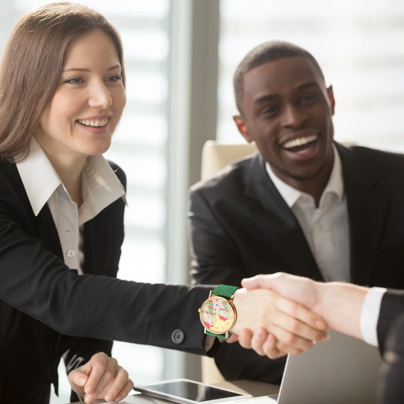 Orologio da polso elegante con motivo pupazzo di neve di Natale, cinturino regolabile, colore brillante, orologio per l'apprendimento del tempo